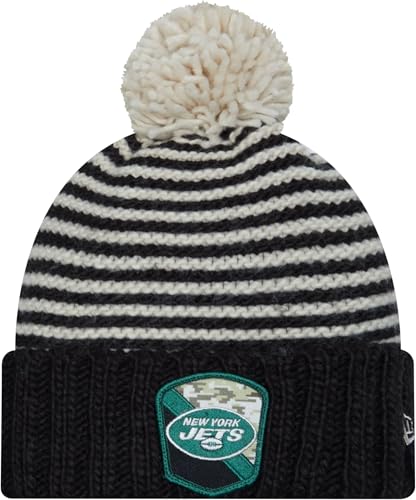 New Era Gorro de punto NE23 para mujer con pompón, color negro