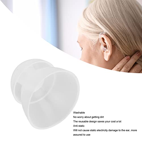 10PCS Hearing Aid Domes, Hearing Aid Ear Tips, Hearing Aid Accessories, Hearing Aid Supplies Replacement Soft Silicone Ear Tips Domes for Transparent Double Layer Enclosed (M 3.8x3.1x2.9in)