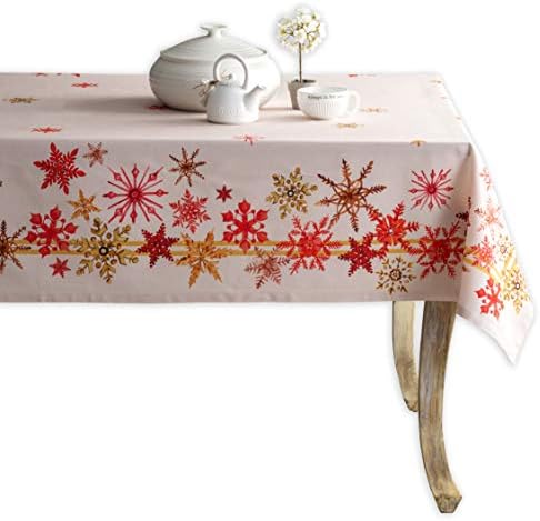 Maison d' Hermine Table Cloth 100% Cotton 60"x120" Decorative Tablecover Washable Rectangle Tablecloths, Dining, Buffet Parties & Wedding, Crystal Star - Thanksgiving/Christmas