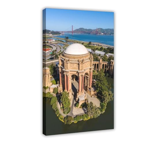 Palace of Fines Aerial View San Francisco Golden Gate Bridge City ​​​​map Scenery Landscape Living Room Canvas Bathroom Abstract Inspirational Framed Motivational Boho Kitchen Sign Travel Modern Cool
