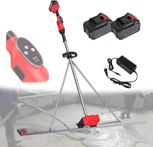 Kit vibrante per massetto in calcestruzzo aggiornato, massetto in calcestruzzo elettrico senza fili con pannello in acciaio inossidabile da 5/6 piedi e batteria 2×25000 mA,1.5m