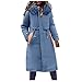 Xmiral Cappotto da Donna con Coulisse in Vita in Finta Pelliccia con Cappuccio in Peluche Tinta Unita Plus Size Cappotto Lungo Outwear Giacca Invernali Piumino