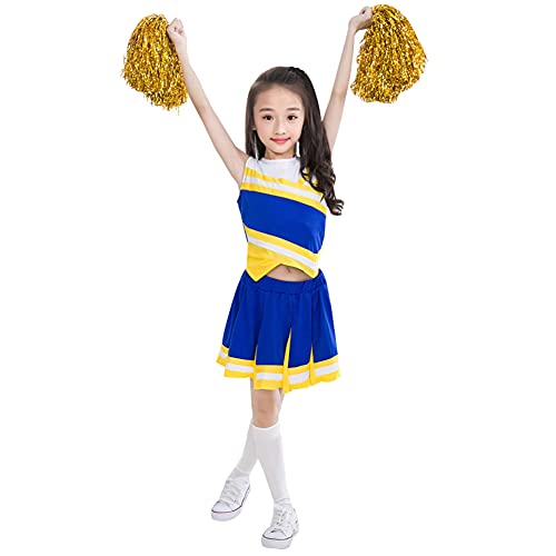 Little Girls' 2 Piece High School Cheerleading Uniform Costume Complete Outfit Cosplay Fancy Dress Short Sleeve 3-4T 110