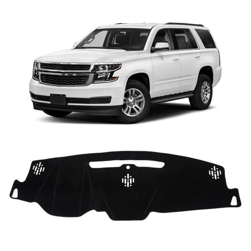 KUST Car Dash Cover for Chevy Tahoe/Suburban 2015-2019 2020 (LS, LT, LTZ), GMC Yukon/Yukon XL (SLE, SLT, Denali) Polyester Non-Slip Center Console Dash Cover Interior Accessories for Tahoe Black