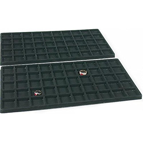 FindingKing 2 Black 50 Slot Pendant Jewelry Showcase Display Tray Inserts