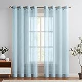 【Material】Die Vorhänge sind aus pflegeleichtem Polyester bestehen. Der Stoff fühlt sich sehr weich an und sorgt für eine helle und freundliche Lichtstimmung im Raum.