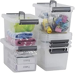 Bringer Set of 6 Clear Plastic Storage Box, 5 L Storage Latch Boxes