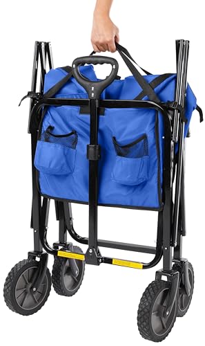 Image of Amazon Basics Collapsible Heavy Duty Utility Wagon for Outdoor Sports, Camping, Garden, and Shopping, Versatile, Easy to Store, 265 Pounds Capacity, 27.6 x 40.9 x 20 inches, Blue