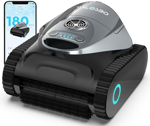 TALOSBO C1 Poolroboter Akku Boden und Wand, Doppelfilter,180 Min Laufzeit,3 Fach Motor, Starke Saugkraft, Wandkletter & Wasserlinie,App Steuerung, Kabelloser Poolsauger für bis 150 m²