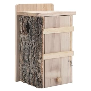 Wonderjune 1 Pcs Squirrel Nesting Box Squirrel House for Outside Nesting Hanging Handcrafted Thick Wood Winter Chipmunk Outdoor Shelter Garden Yard Support Local Wildlife Easy to Install (Vertical)