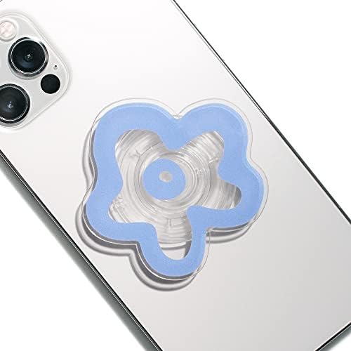 COMMONKUNST Acrylic Flower Collapsible Expandable Multi Functional Mobile Phone Grip & Kicktand (Blue Flower)