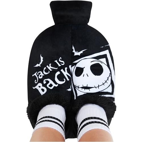 Disney Stitch Hot Water Bottle Slippers Foot Warmer with Plush Fleece Cover 1.8L Heated Foot Muff Cold Feet Arthritis Renauds Muscle Pain Relief Slip On (Black Jack_1800 ML)