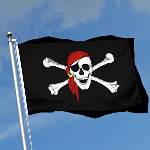 Pirate Jolly Roger Bandana Flag 3X5 Outdoor Double Sided 3 Ply-Vivid Color Clear Pattern Reinforcement Sewing Durable Polyester With 2 Brass Grommets #TOP6