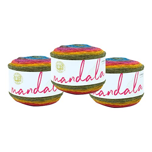 Image of Lion Brand Yarn, Mandala DK Lightweight Yarn for Knitting, Crochet, and Crafts, Chimera, 3 Pack, Self-Striping Acrylic Fiber for Baby Blankets, Multicolor Shawls and Variegated Cardigans