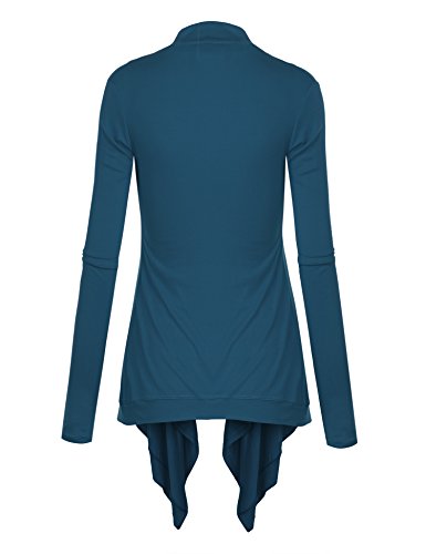 Image of Lock and Love Women's Draped Front Open Asymmetrical Cardigan - Casual Long Sleeve Lightweight Duster