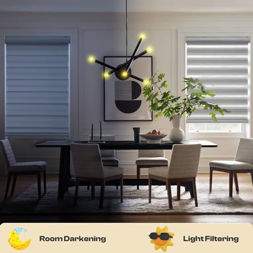 MYshade Roller Shades Zebra Blinds for Indoor Windows Cordless Day and Night Light Filtering Dual Layer Roller Window Blinds & Shades, Easy to Install, Size 22" W x 72" H, Grey by MYshade - Image 2