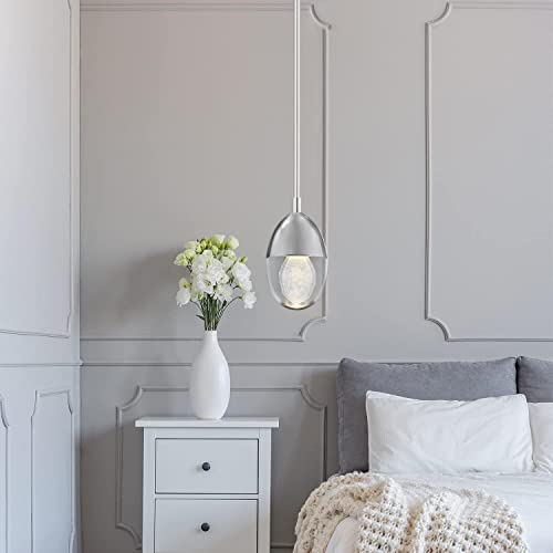 1-Light Globe Crystal Pendant Light In Polished Nickel Finish With K9 Crystal, Adjustable Height Led Modern Ceiling Hanging Pendant Lighting Fixture For Kitchen Island Bedroom Dining Room Bathroom #TOP6