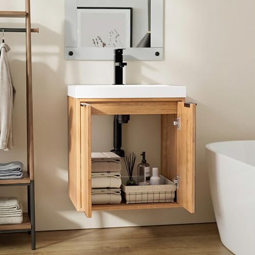 Meuble SDB suspendu 50 cm bois + vasque UEV