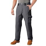 Pantalones de trabajo aislados con forro polar para hombre, cálidos pantalones cargo de invierno con rodillas reforzadas para nieve, esquí, clima frío, trabajos al aire libre, gris, L