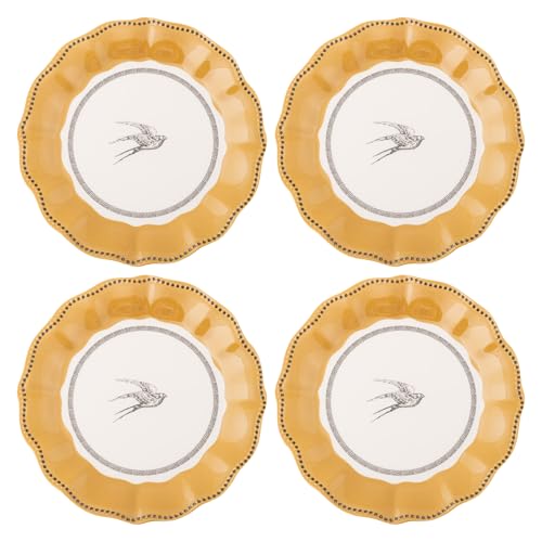 Image of Karma, 8.75 inches Melamine Salad Plates Set of 4, Reusable Dishwasher Safe Plates for Outdoor and Indoor, Bird