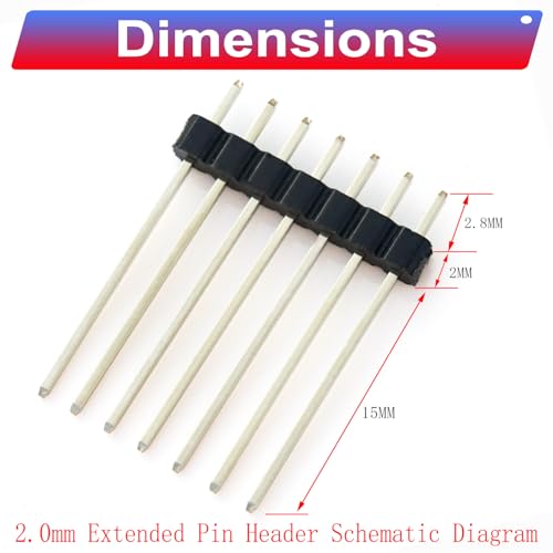 Barrette de broche mâle 2mm vertical 15mm pour connexion PCB stable et surélevée