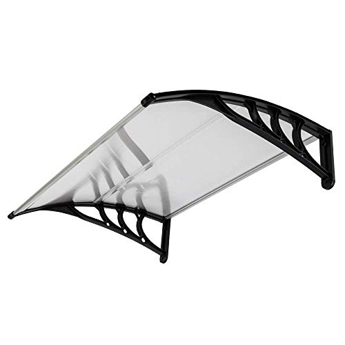 Outvita Window Awning Door Canopy 40"X30", Polycarbonate Cover Front Door Outdoor Patio Awning Canopy Uv Rain Snow Sunlight Protection Hollow Sheet, Clear Board & Black Bracket #TOP1