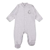 Eevi Baby Love Strampler für Mädchen Jungen - Newborn Frühchen - 100% Baumwolle - Langarm - Füßchen - Größen 46/48/50/56/62/68 - Blau Rosa Beige Grau (46, Grau)