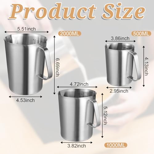 Juego de 3 vasos medidores de acero inoxidable miniatura 2