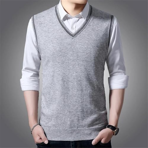 Men Color Sweater Vest Cashmere Sweaters Wool Pullover V-Neck Sleeveless Knitted2