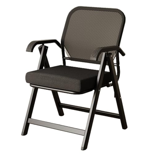 Beaka Foldable Office Arm Chair - Ergonomic Mesh Bouncing Back Chair For Office Meeting, Conference, Reception And Training Room (Black)