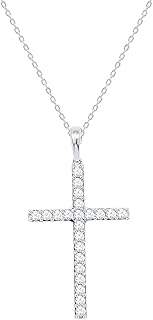 IGI Certified Lab Grown Diamond Cross Necklace 1/4 CTTW TO 1 CTTW (VS2-SI1 Clarity, F-G Color) Sterling Silver or 14K Yellow Gold Plated Sterling Silver - 18 Inch Chain