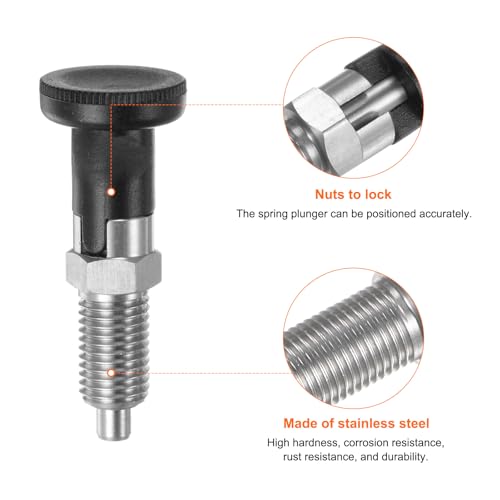 QUARKZMAN 3 Stück Druckfeder-Kugelsperrbolzen M12x1,5 Gewindelänge 6mm Stift-Durchmesser Edelstahl Selbstverriegelnder Sperrbolzen Rückziehbarer Index-Sperrbolzen für Industrieanlagen
