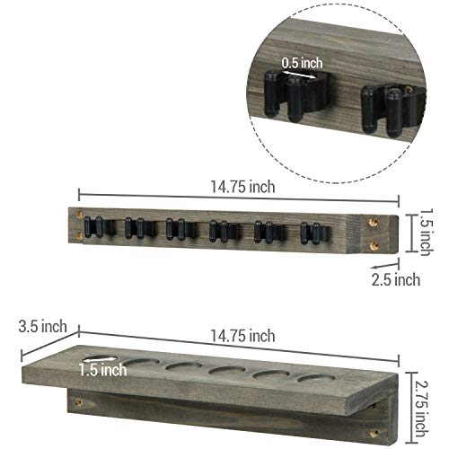 Mygift Wall Mounted Vintage Gray Wood Pool Cue Stick Holder, Billiard Accessory Hanging Storage Rack For 6 Cues, 2 Piece Set #TOP4