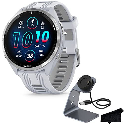 Garmin Forerunner 965 Advanced GPS Multisport Touchscreen Smartwatch, Whitestone | Monitor de frecuencia cardíaca, estadísticas de entrenamiento, entrenamientos en el dispositivo, batería de hasta 13