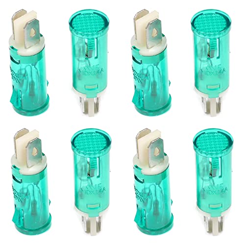 Othmro Indicator Light LED Flush Panel Mount Industrial Signal Lamp with Buzzer Electrical Control Panel 220Volt, 13mm Green 8pcs