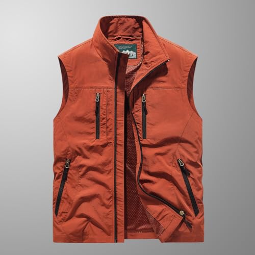 Men's Full Zip Sleeveless Quick Dry Jacket Casual Outdoor Vest Outerwear Multi Pockets Fishing Vests for Sport Golf2