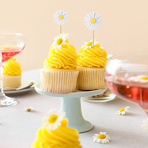 55 Pieces Daisy Cake Topper Daisy Cake Decorations White Flower Cupcake Toppers Chrysanthemum Cupcake Toppers Cake Picks For Daisy Birthday Party Wedding Spring Summer Themed Cake Decorations #TOP5