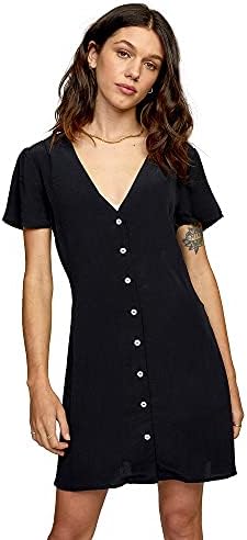RVCA womens Avery Woven Short Sleeve Casual Dress, Avery Dress/Rvca Black, Large US