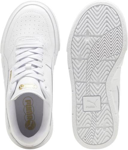PUMA Cali Court Leather (Big Kid) Sneaker, White Gold, 4.5 US Unisex