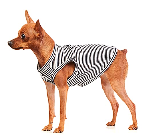 Weone Dog Summer T-Shirts Striped Cotton Vest,Pet Breathable Soft Basic Clothes For Small Medium Larg Boy Girl Dogs,S #TOP3