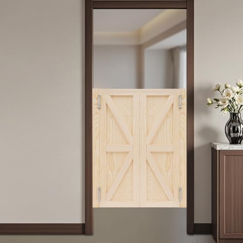 Miniatura 3 de Puerta Batiente, Puerta Oscilante, Puerta Oscilante De Madera, Puertas De Madera Para Interiores, Puerta Corredera, Puerta Doble De Madera De Pino Con Patrón Simétrico, Adecuada Para Entrada, Cocina