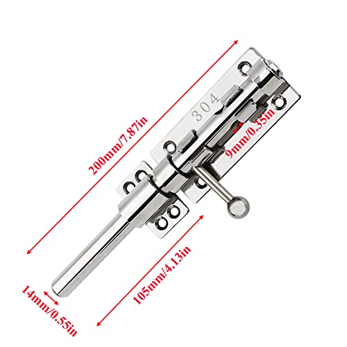 8In Slide Bolt Gate Latch 304 Stainless Steel Barrel Bolt Latch Heavy Duty Door Security Lock Thickened Door Latches Hardware With Mounting Screws For Barn Fence Shed Basement #TOP3