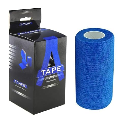 Image of A-Tape Breathable Self Adhesive Cohesive Bandage for Humans & Pets (Dogs, Cats, Birds) -Sports, Wrap, Athletic, Non Woven First Aid Medical, Wrist, Swelling (10 cm X 4.5 mtr) (Pack Of 4, Blue)