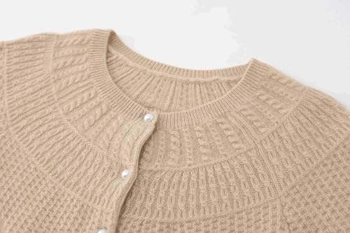 Image of Cashmere Cable Knit Cardigan Sweater for Women Long Sleeve Cable Knit Button Down Women's Pullover Warm Soft