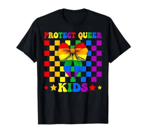 Protect Queer Kids Gay Pride Bandiera Arcobaleno LGBTQ Maglietta