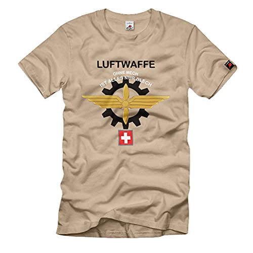T-shirt Swiss Luftwaffe d'inspiration militaire beige avec finitions soignées M