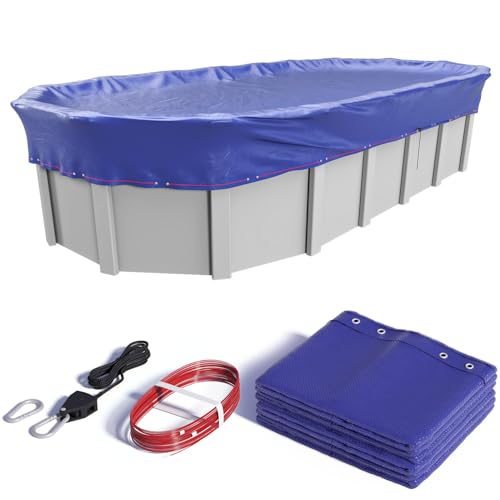 10x15 FT Oval Winter Pool Cover for Above Ground Pools, Cable and Pulley