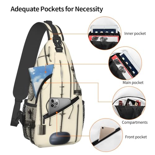 Bolso Sling negro para hombre y mujer, mochila pequeña cruzada miniatura 3