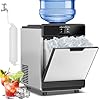 Nugget Ice Maker Countertop, 40 LBS/Day with 10 LBS Storage Bin, Freestanding/Countertop Ice Maker Machine Stainless Steel, Soft Chewable Pellet Ice Machine for Home Bar Kitchen Office, Self-Cleaning