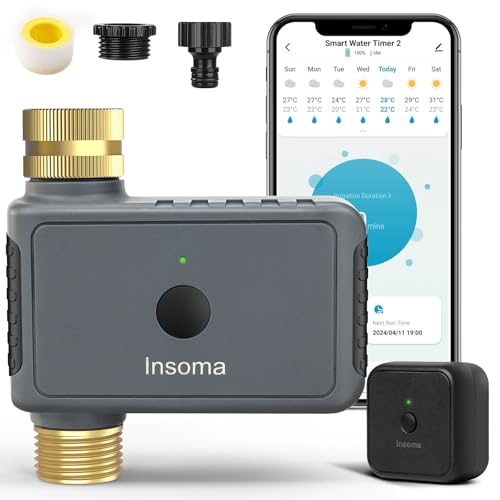 Insoma WiFi Hose Timer - Brass Inlet & Outlet, Voice/App Control Sprinkler Timers with Rain Delay/Manual/Auto Mode, Smart Water Timer for Garden/Lawn/Yard Work with Alexa & Google Home, Energy Saving